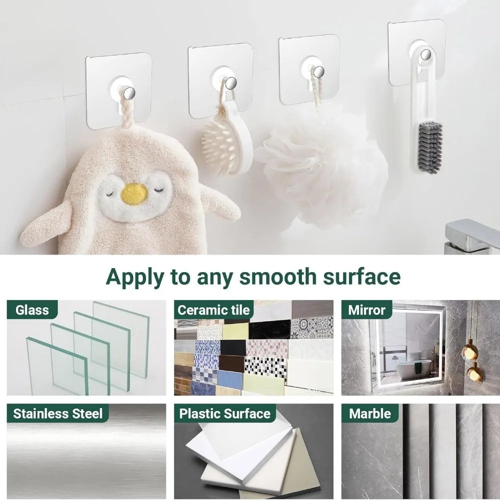 Adhesive Wall Hooks No-Drill Stainless Steel – 5 Pack Adhesive Wall Hooks Qme