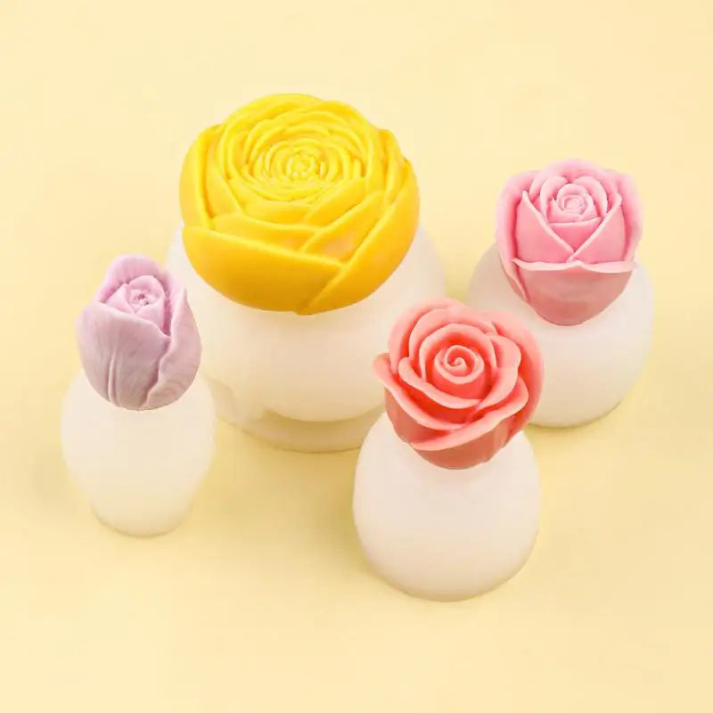 DIY Flower Silicone Resin Mold – Tulip & Rose Candle Plaster Silicone Craft Mold Qme