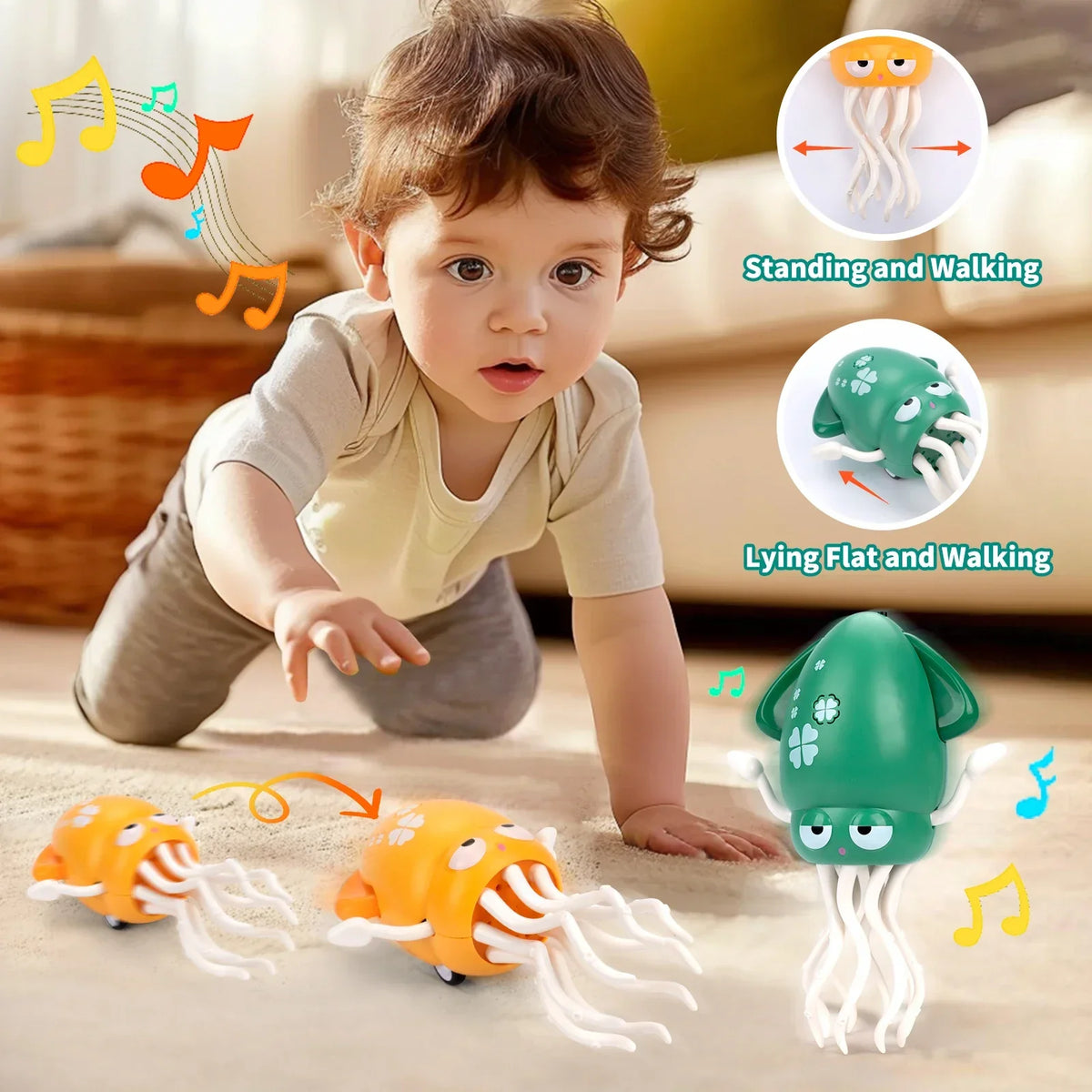Electric Dancing Squid Octopus Toy with LED Lights for Kids Electronic Kids Toy Qme