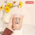 Kawaii Transparent Plastic Cup with Straw Lid – Reusable Reusable Straw Cup Qst S
