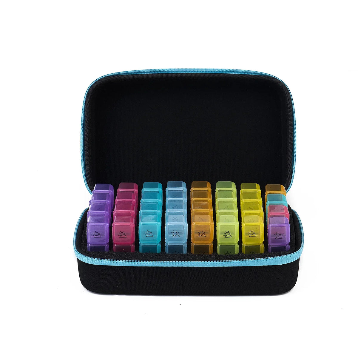 Weekly Pill Organizer 7-Day Large Travel Pill Case 32 Compartments Pill Organizer Qst blue