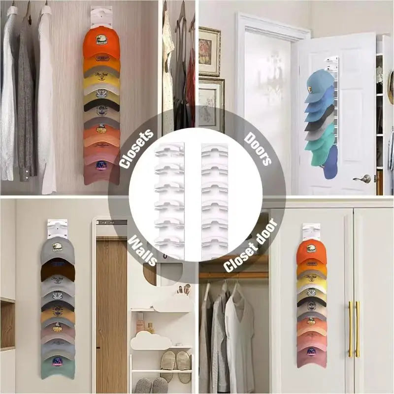 10-Grid Wall Mounted Hat Rack – Space-Saving Cap Organizer Hat Storage Rack Qst