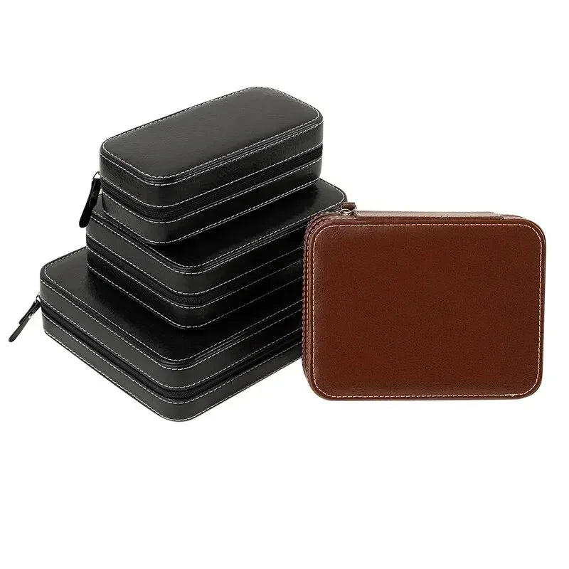 Portable PU Leather Travel Watch Box – Dustproof Zipper Case Travel Watch Case Qme