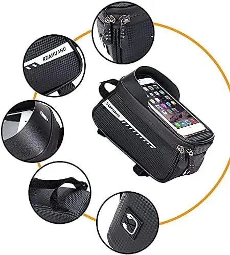 Waterproof Bike Phone Front Frame Bag | Handlebar Mount Pouch Bike Frame Bag Qme