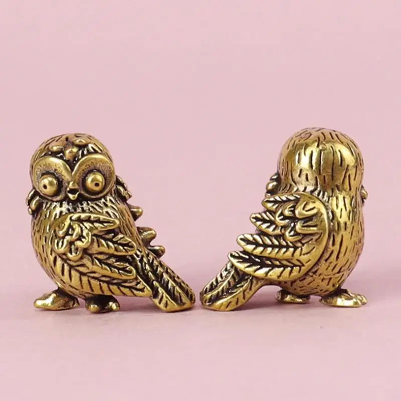Retro Metal Owl Miniature Figurine – Home Décor Ornament Miniature Figurine Qme