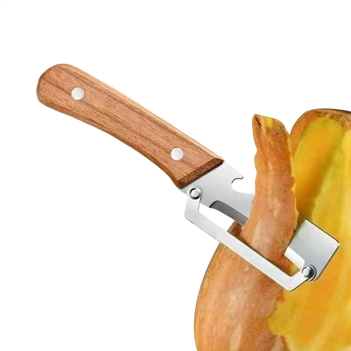 Vegetable Peeler & Bottle Opener – Wooden Handle Stainless Steel Vegetable Peeler Qme