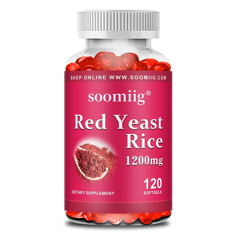 Red Yeast Rice 1200mg + CoQ10 100mg Capsules – 120ct Dietary Supplement Qst 120 count-1 bottle