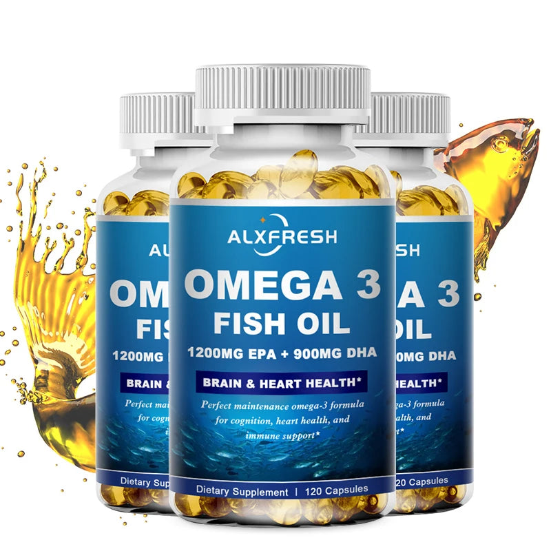 Alxfresh Omega 3 Fish Oil 3600mg – EPA 1300mg DHA 900mg Omega 3 Supplement Qst 3 Bottle 60PCS