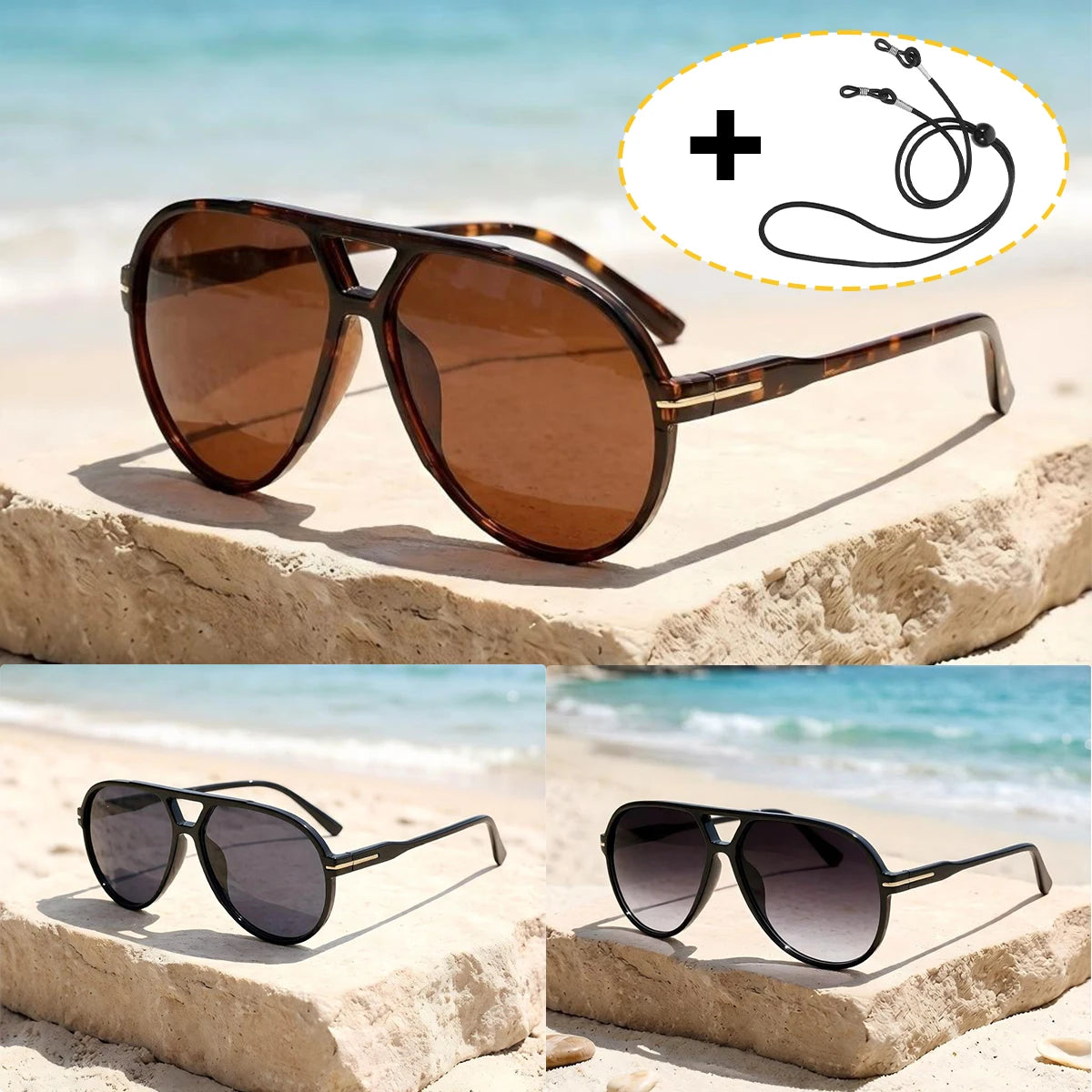 VOPHA S16 Retro UV400 Sunglasses with Strap – Unisex Fashion Sunglasses Qst