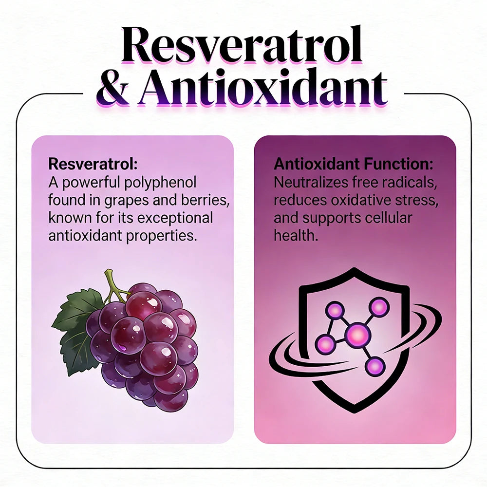 Resveratrol Capsules with Grape Seed Extract – Non-GMO Antioxidant Antioxidant Supplement Qst