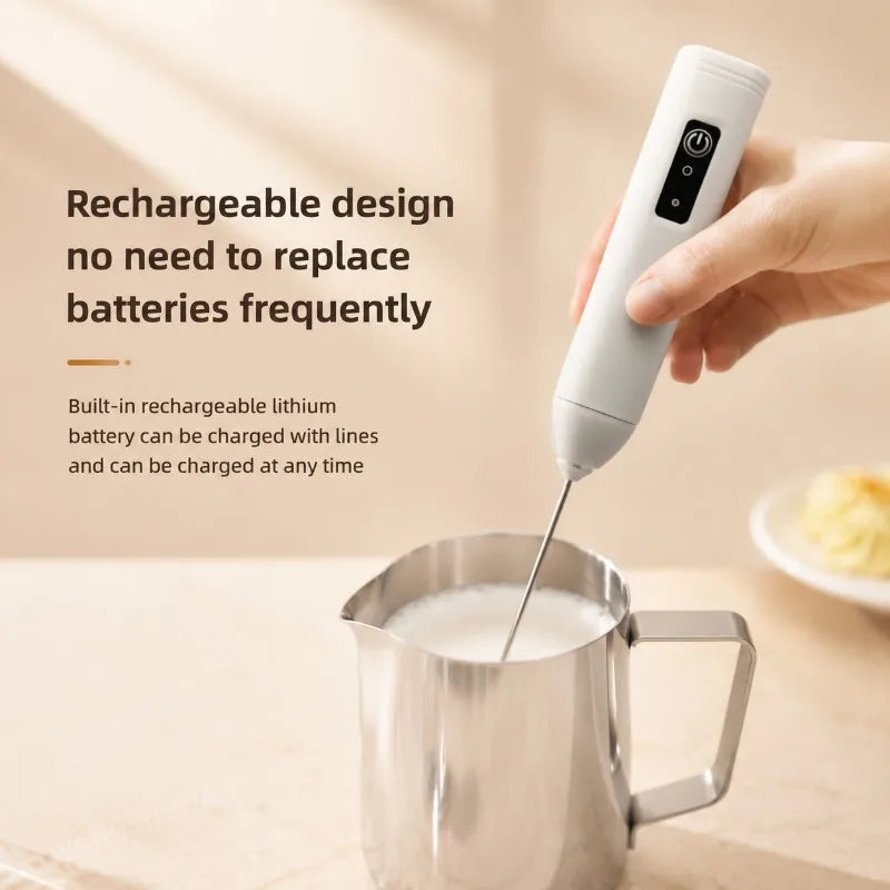 ZARTSEN USB Rechargeable Mini Milk Frother – 3-Speed Foam Maker Milk Frother Qst