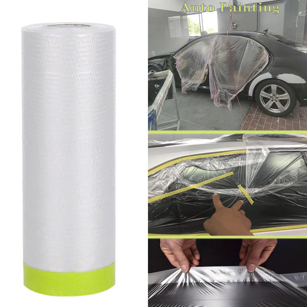 Pre-Taped Masking Film Drop Cloth Plastic Cover Sheets Masking Film Drop Cloth Qme