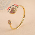 Zircon Bear Open Cuff Bangle | Gold Plated Hip Hop Bracelet Cuff Bangle Bracelet Qme 1