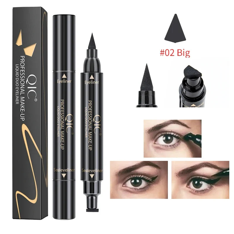 Dual-End 2-in-1 Stamp Eyeliner Pen | Waterproof Cat Eye Stamp Eyeliner Pen Qme Q614-2