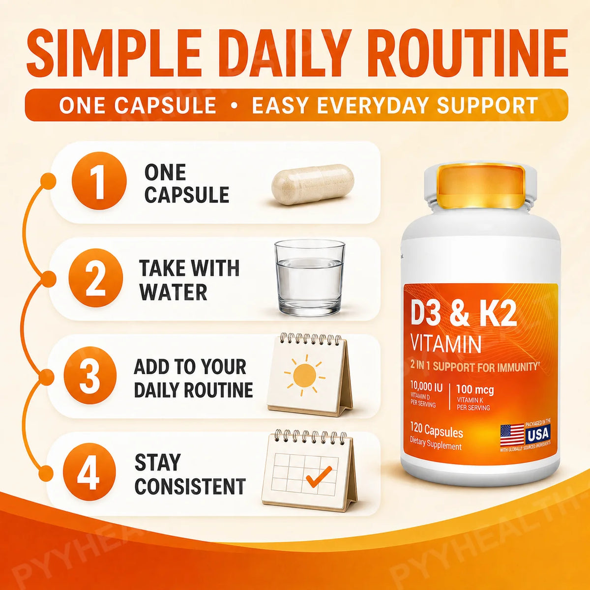 D3 K2 MK-7 Vitamin Capsules with Magnesium Zinc B6 MCT 120ct Vitamin Supplement Qst