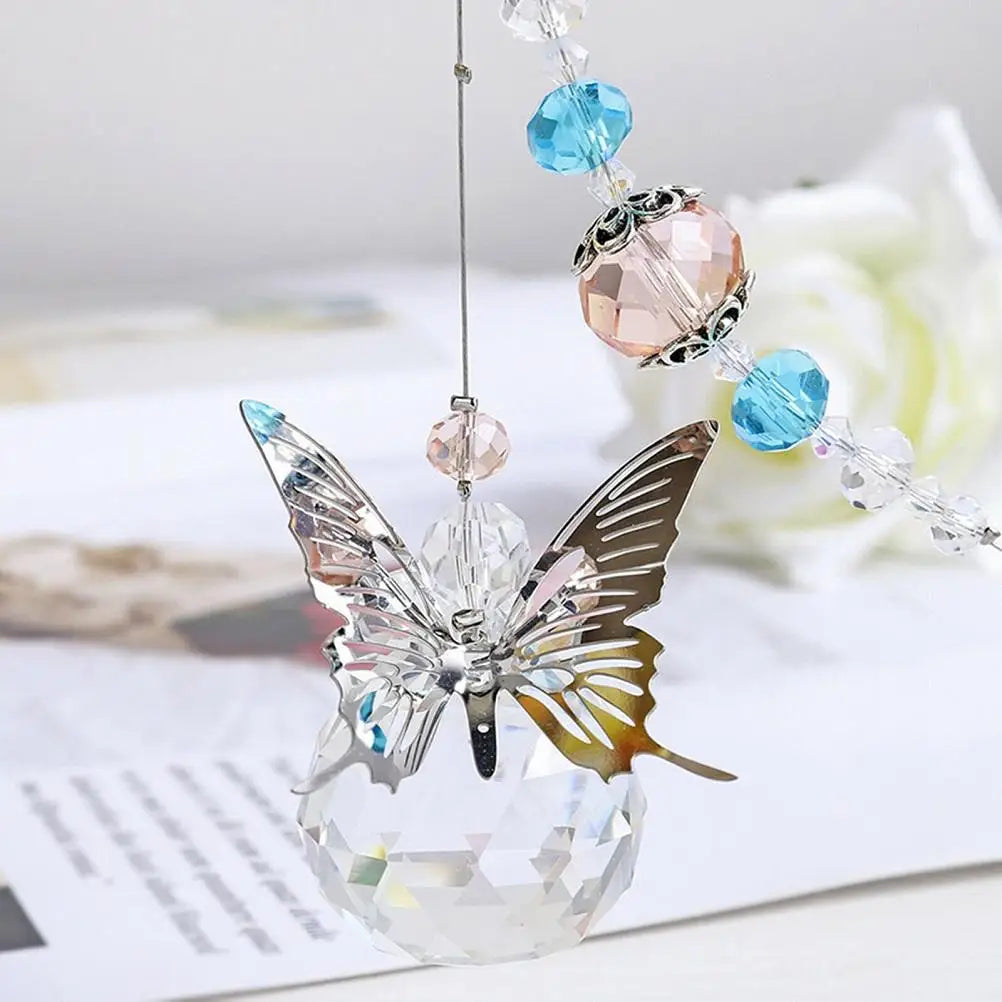 Butterfly Crystal Ball Sun Catcher Hanging Home Decoration Crystal Sun Catcher Qme