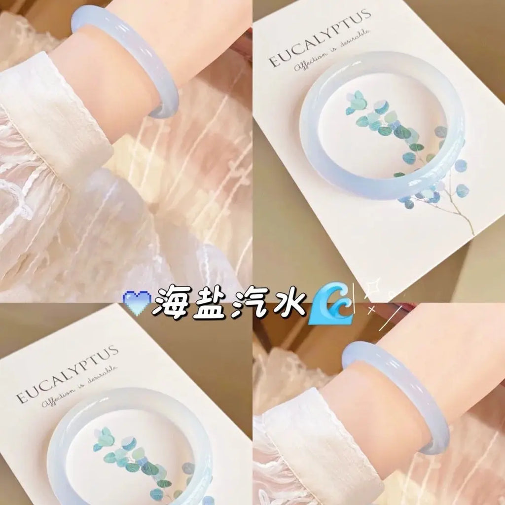 Guifei Round Glass Jade-Style Bangle Bracelet | 16 Colors Glass Bangle Bracelet Qme