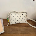 PU Leather Crossbody Bag – Black Polka Dot & Fruit Charm Crossbody Handbag Qme A4