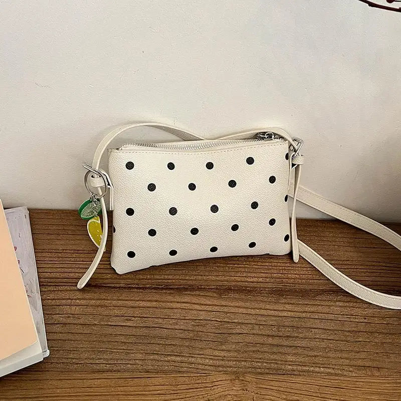 PU Leather Crossbody Bag – Polka Dot & Fruit Charm | Qme Crossbody Handbag Qme A4