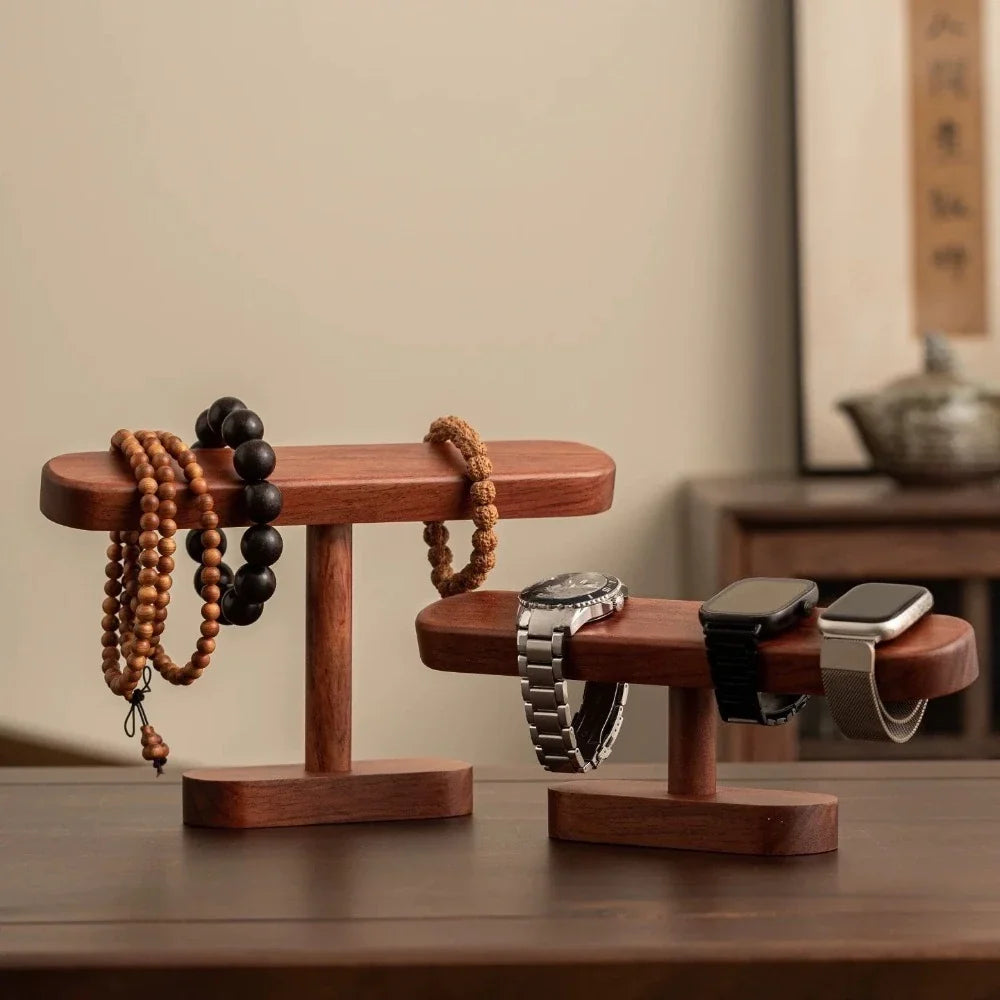 Wooden Jewelry & Watch Rack Organizer | Beech Walnut Holder Jewelry & Watch Rack Qme