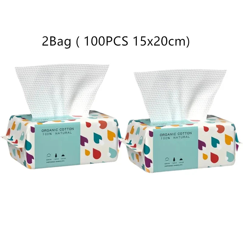 100-Count Disposable Face Towels – Soft Non-Woven Washcloths Disposable Face Towels Qme 2Bag 15x20cm