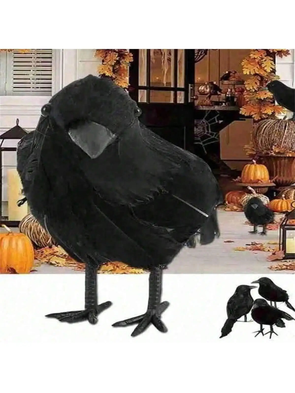 Halloween Black Crow Decoration – Realistic Fake Bird Prop Halloween Decoration Qme