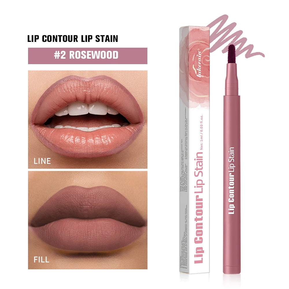 Lakerain Double-Ended Lip Tint & Liner Pen – Matte Nude Lip Liner Pen Qst 02