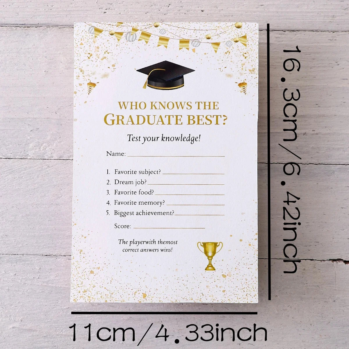 Graduation Party Tabletop Game Set – Bunting, Hats & Trophies Party Game Set Qme