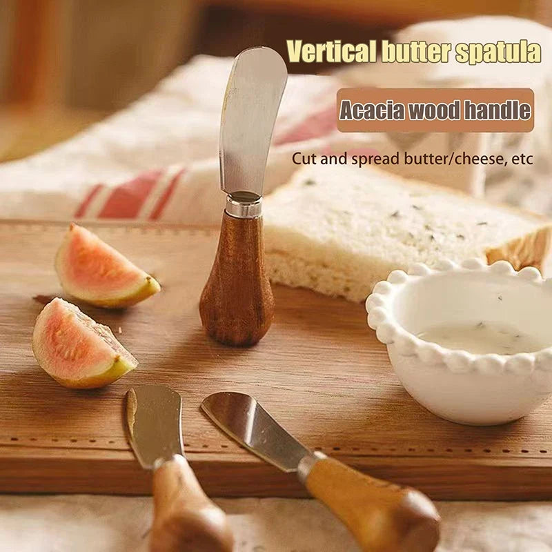 Stainless Steel Cheese Spreader & Fork Set – Wooden Handle Cheese Spreader Set Qme