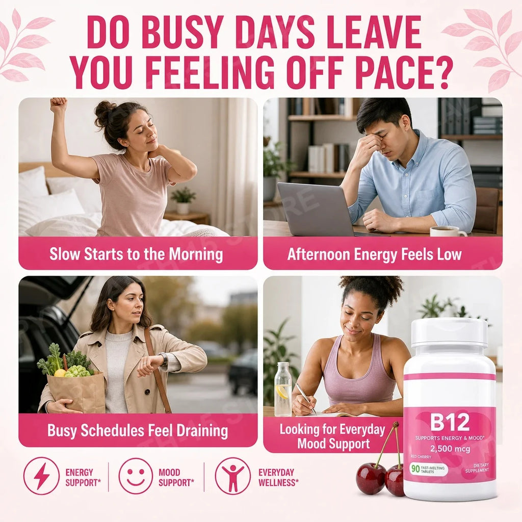 Vitamin B12 2500mcg Fast Dissolve Tablets – Cherry, 90 Count Vitamin Supplement Qst