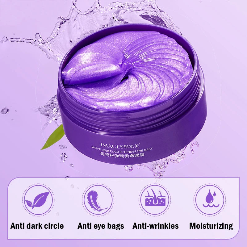 Grape Collagen Eye Masks – Moisturizing & Brightening, 60 Pcs Collagen Eye Mask Qst