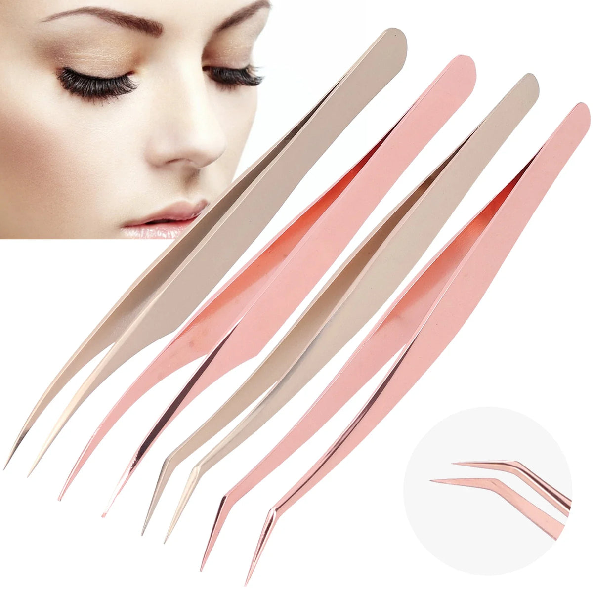 Fine Tip Stainless Steel Eyelash Tweezers | Lash Grafting Tool Eyelash Tweezers Qme
