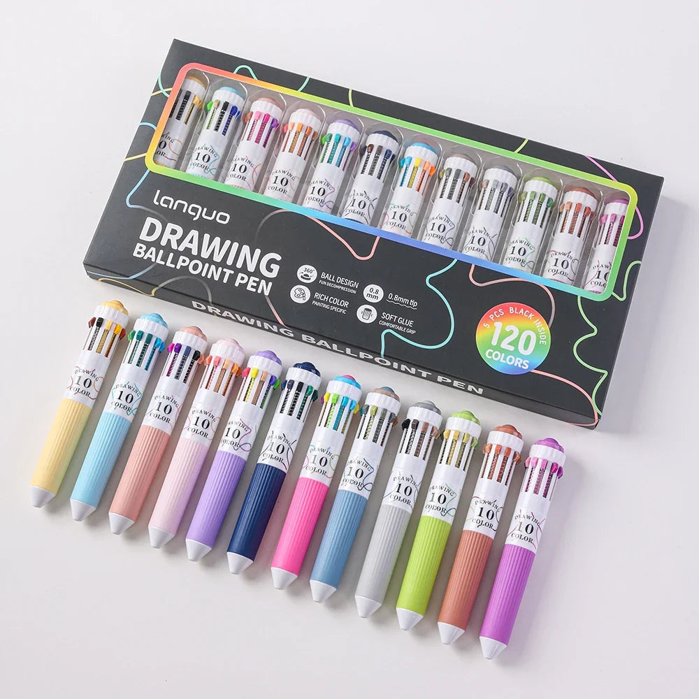 LANGUO 120 Colors Retractable Ballpoint Pen Set – Fine Point Ballpoint Pen Set Qme 120 colors