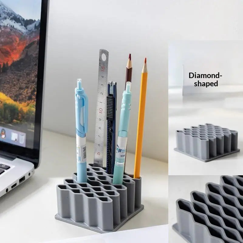 Silicone Wave Paint Brush & Pen Holder Desktop Organizer Desk Pen Holder Qme