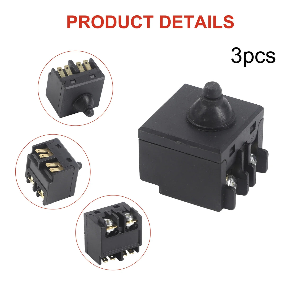 3-Pack Push Button Switch Replacement for Bosch GWS6100 Grinder Power Tool Switch Qme