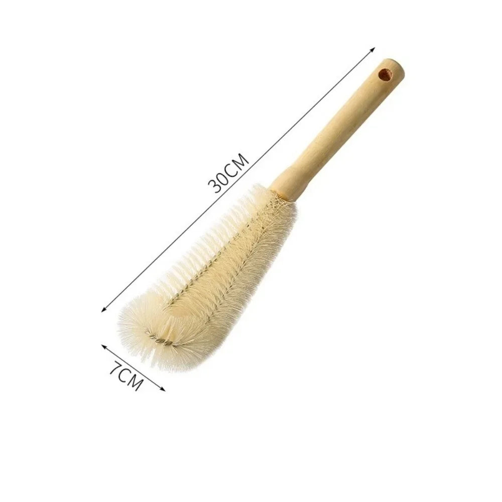 Wooden Handle Bottle Brush – Long Glass & Drink Bottle Scrubber Bottle Cleaning Brush Qme 30x7cm
