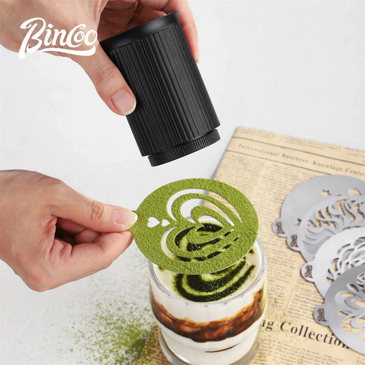 Bincoo Aluminum Coffee Powder Spreader & 5-Mesh Sifter Set Coffee Powder Spreader Qst