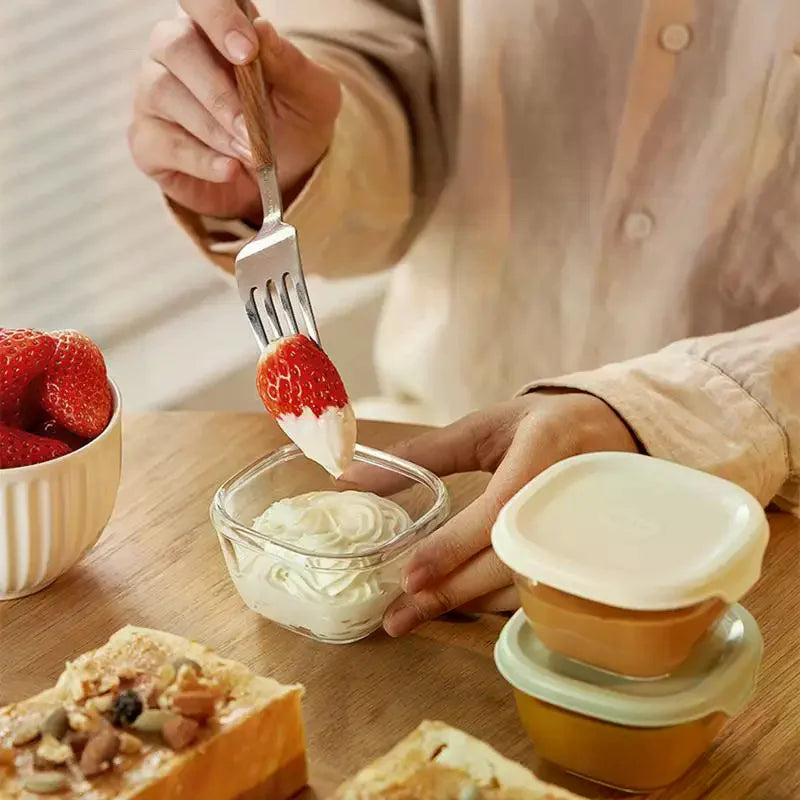 Glass Sauce Cups with Lids – Leak-Proof Seasoning Dip Dishes Sauce Dipping Dish Qme
