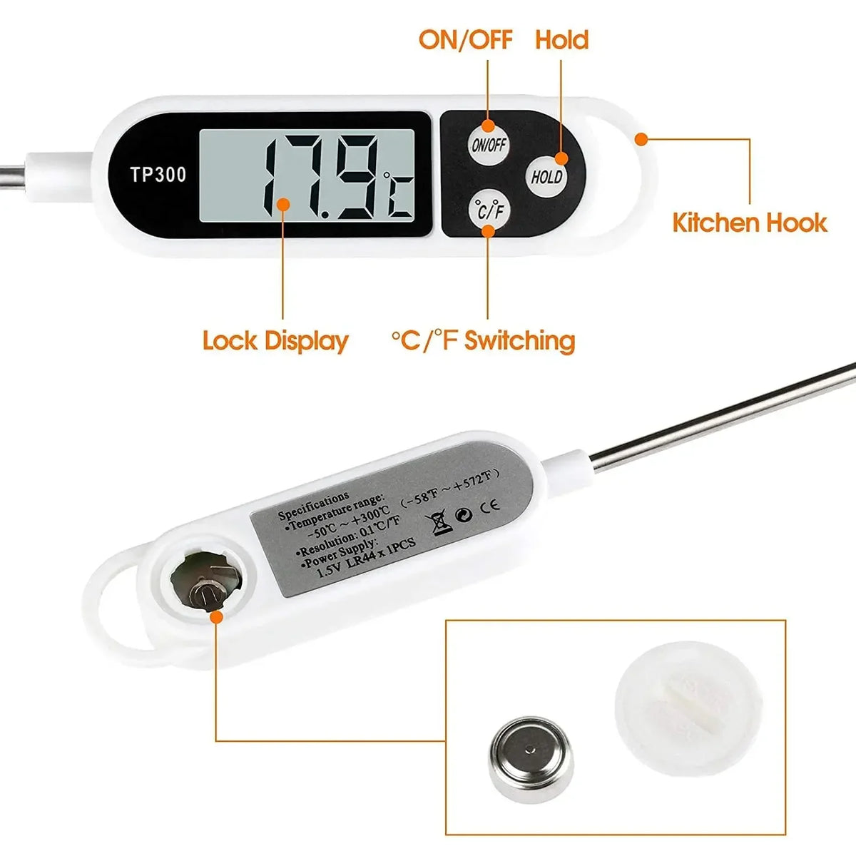 Stainless Steel Probe Food Thermometer Pen – Milk & Cooking Food Thermometer Qme