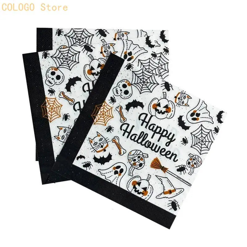 Halloween Paper Napkins Disposable Party Tableware – 20 Pack Disposable Party Napkins Qme