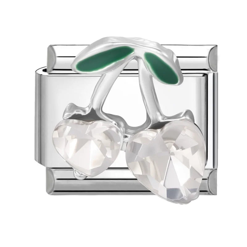 Zircon Italian Charm Links – Bow Knot Floral Heart Butterfly Italian Charm Links Qme Style 6