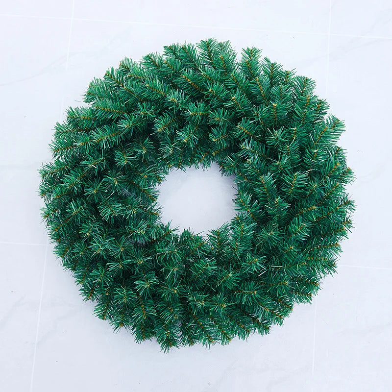 Green PVC Christmas Wreath with Dense Pine Needles | 30 & 40cm Christmas Wreath Qme