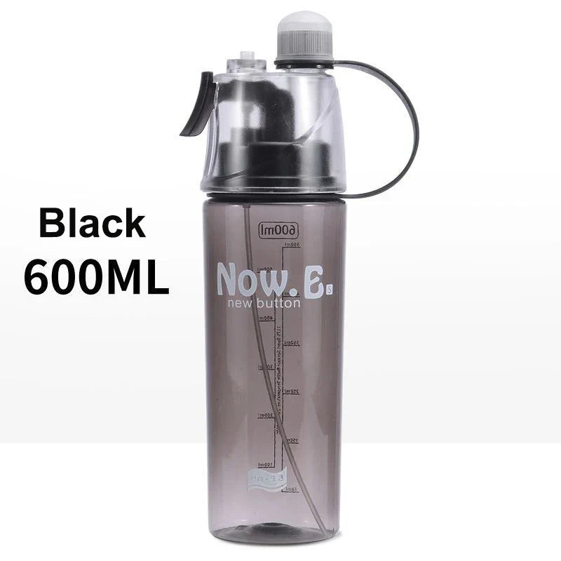 Sports Spray Water Bottle – Portable 600ml Outdoor Kettle Sports Water Bottle Qme black