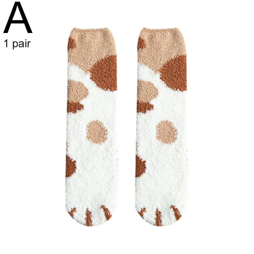 Women's Fluffy Cat Paw Socks – Cute Warm Winter Novelty Novelty Fluffy Socks Qme A