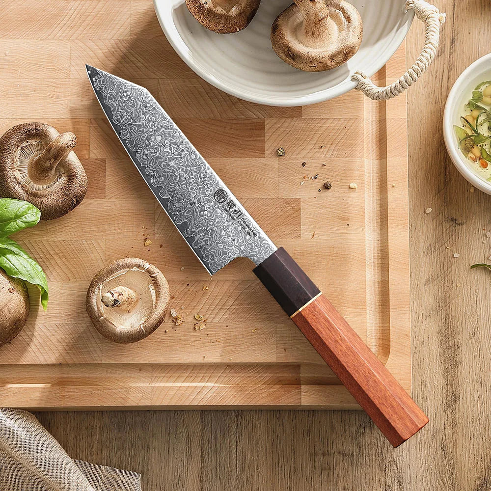SHENGSHARP 5" Damascus Steel Utility Knife – Japanese Handle Kitchen Utility Knife Qst
