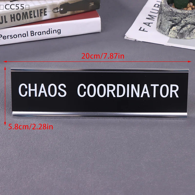 Chaos Coordinator Funny Desk Sign – Metal Office Name Plate Office Desk Sign Qst
