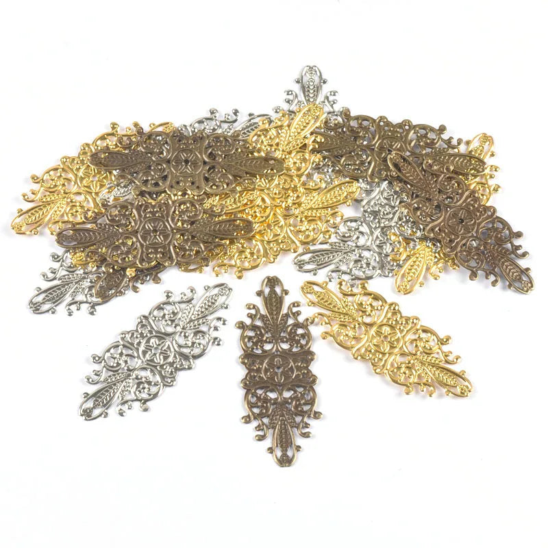 Flower Filigree Wraps & Connectors for Jewelry Making – 10pcs Jewelry Findings Qme