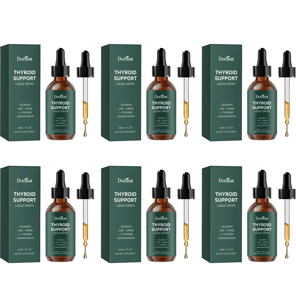 Docteat Thyroid Support Liquid Drops 30ml | Zinc Iodine Selenium Liquid Supplement Drops Qst 6 bottles 180 ml