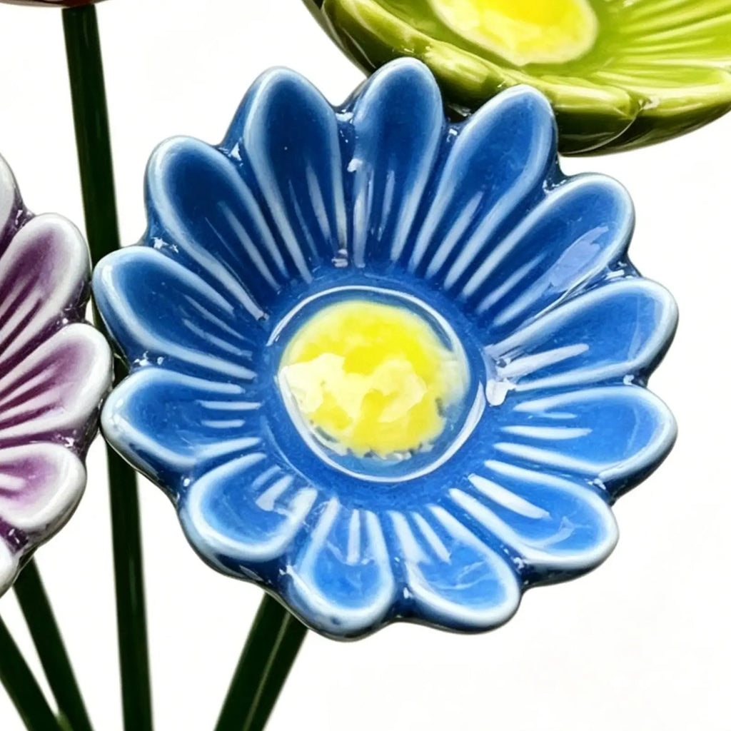 Ceramic Bee Watering Station – 6-Piece Flower Bird Bath Set Garden Bird Bath Qme