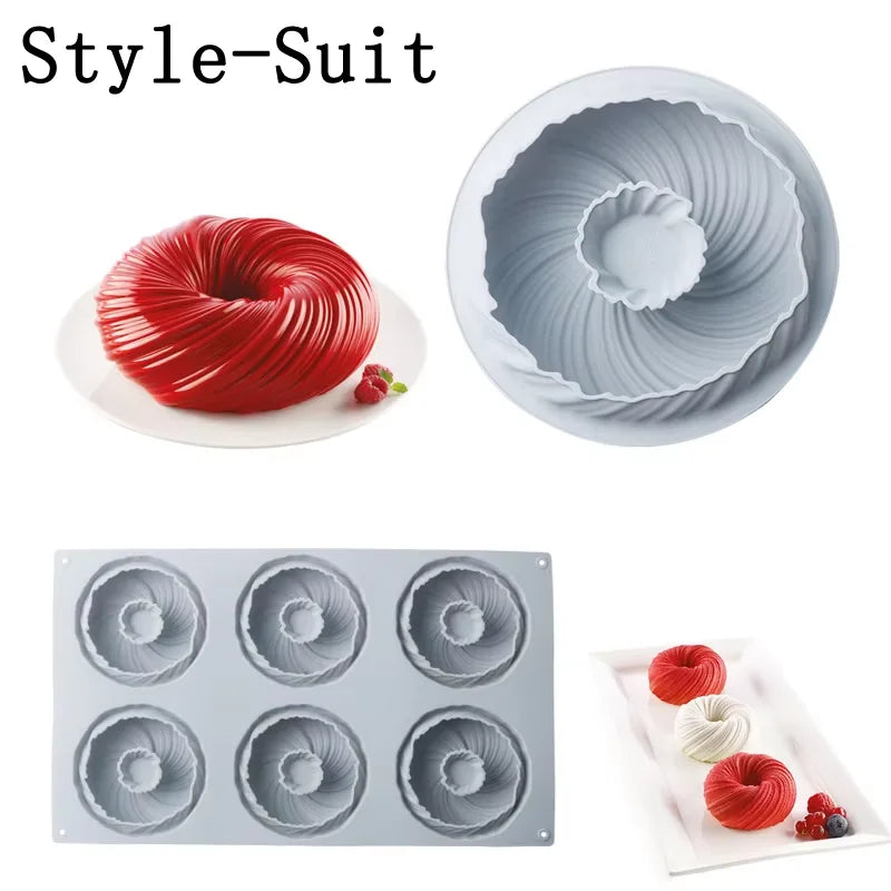 Spiral Donut Silicone Cake Mold – Mousse & French Pastry Baking Silicone Cake Mold Qst A B 2PCS
